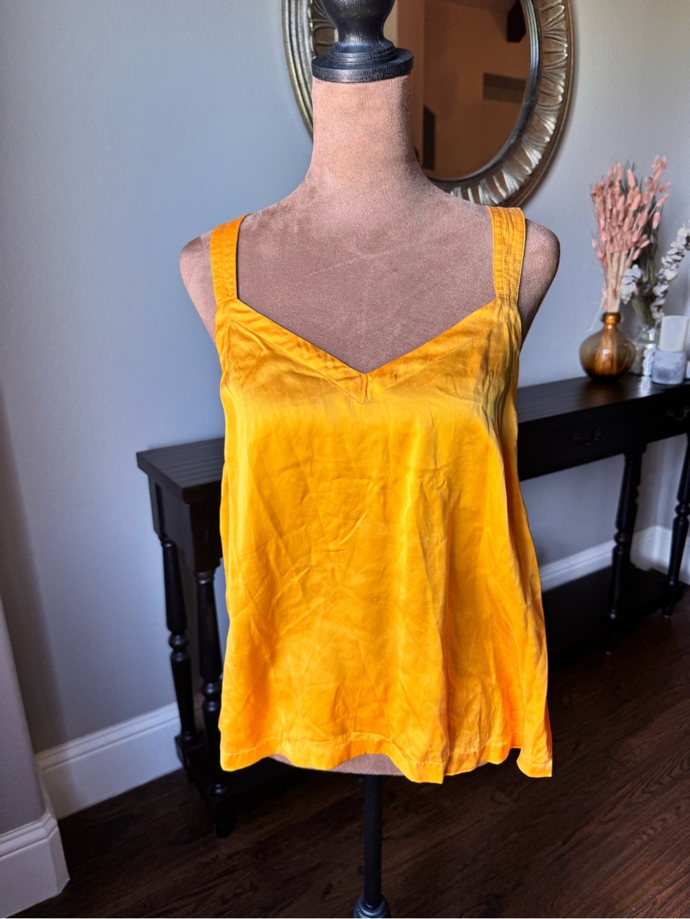 Anthropologie Floreat Golden Mustard Yellow Silk V-Neck Camisole Small